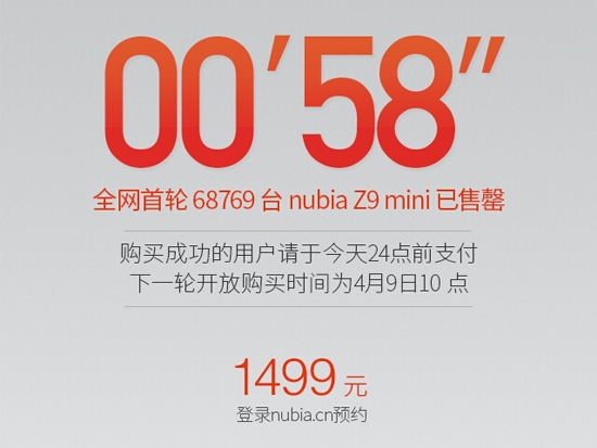 小米看呆：68769臺nubia新機(jī)58秒售罄