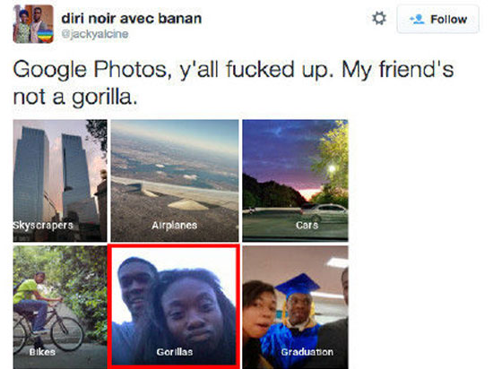 太逗了!谷歌照片應(yīng)用把黑人標(biāo)記成“大猩猩”