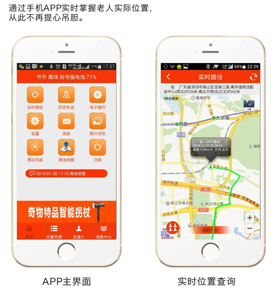 Nice care智能拐杖，時(shí)刻照顧老人安全