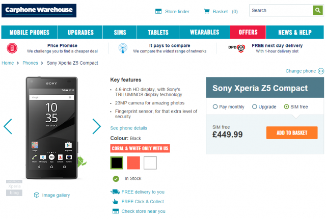 售價(jià)太感人，索尼Z5 Compact正式開賣