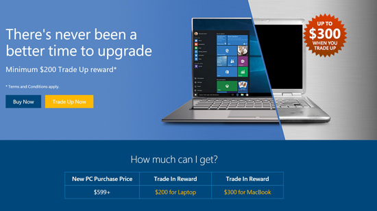 還擊蘋果！微軟以舊換新：買Win10電腦最大折扣2000元