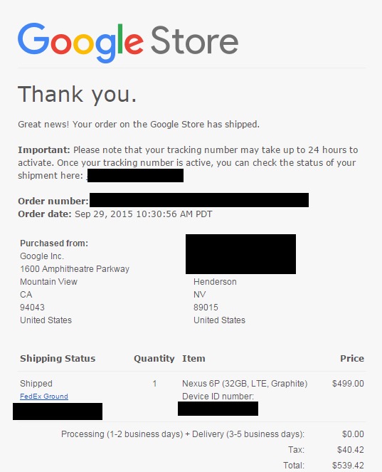 終于等到你！消息稱Nexus 6P已經(jīng)發(fā)貨