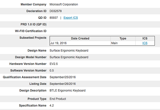Surface系列又添新成員？人體工學(xué)藍(lán)牙鍵盤曝光