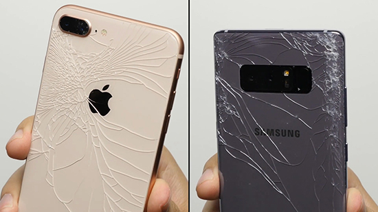 iPhone 8 Plus最強(qiáng)玻璃機(jī)身撞擊對(duì)比測(cè)試：三星Note 8笑了