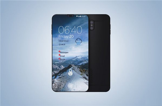 無邊框夏普Curve概念手機(jī)：機(jī)身是彎的 屏下指紋加持