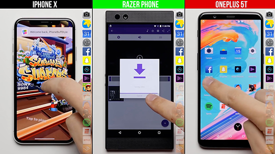 真旗艦速度對(duì)比：iPhone X對(duì)比一加5T雷蛇Razer Phone