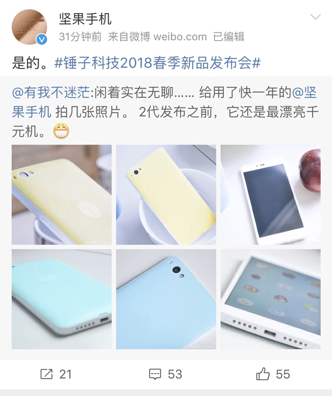 錘子堅(jiān)果2即將來襲：驍龍636千元新機(jī)，對(duì)標(biāo)紅米魅藍(lán)